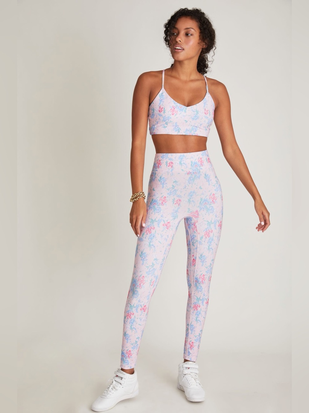 LoveShackFancy x Bandier Pink Floral High-Waist Leggings - Picture 4 of 10